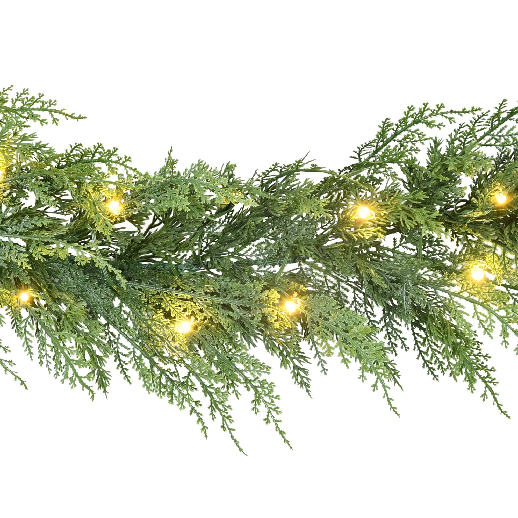 9ft. Pre-Lit Cedar Garland with Twinkle Rice Lights